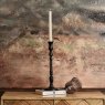 Heptagon Candle Stick in Black with Removable Chimney Bell Tealight Holder in Grey 37.5cm