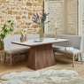 Woods Sutton 160cm Dining Table - Walnut with Hampton Corner Bench in Grey LHF