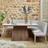 Woods Sutton 160cm Dining Table - Walnut with Hampton Corner Bench in Grey LHF