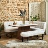 Woods Sutton 160cm Dining Table - Walnut with Frampton Corner Bench LHF & Flat Bench in White