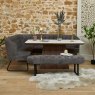 Woods Sutton 160cm Dining Table - Walnut with Frampton Corner Bench RHF & Flat Bench in Anthracite