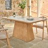 Woods Sutton 160cm Dining Table - Ash with 4x Albi Chairs in Beige with Oiled Oak Legs