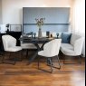 Woods Toscana Motion Table Black with LHF Frampton Corner Bench and 2 Dining Chairs in White
