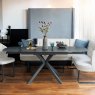 Woods Toscana Motion Table Black with LHF Frampton Corner Bench and 2 Dining Chairs in White