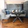 Woods Toscana Motion Table Black with RHF Frampton Corner Bench and 2 Dining Chairs in White