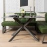 Saturn 135cm Dining Table Dark Grey & Rubix Corner Bench in Olive Green