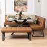 Saturn 135cm Dining Table Dark Grey & Rubix Corner Bench With Low Bench in Tan