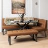 Woods Saturn 135cm Dining Table Dark Grey & Rubix Corner Bench With Low Bench in Tan