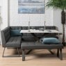 Saturn 135cm Dining Table White & Rubix Corner Bench With Low Bench in Grey