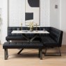 Woods Saturn 135cm Dining Table White & Rubix Corner Bench With Low Bench in Black