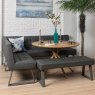 Woods Saturn 120cm Round Dining Table & Rubix Corner Bench With Low Bench in Grey
