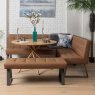 Saturn 120cm Round Dining Table & Rubix Corner Bench With Low Bench in Tan