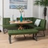 Woods Saturn 120cm Round Dining Table & Rubix Corner Bench With Low Bench in Olive Green