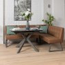 Woods Saturn 130-190cm Motion Table Dark Grey & Rubix Corner Bench in Tan
