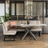 Woods Saturn 130-190cm Motion Table White & Sonoma Corner Bench in Putty