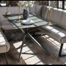 Saturn 150cm Dining Table Dark Grey & Sonoma Corner with Low Bench 160cm in Putty