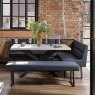 Woods Jupiter Dining Set - Marble Effect - With LHF Corner Bench & Low Bench in Blue