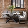 Jupiter Dining Set - Marble Effect - With LHF Corner Bench & Low Bench in Light Grey