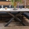 Woods Jupiter Dining Set - Marble Effect - With RHF Corner Bench & Low Bench in Blue