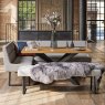 Woods Jupiter Dining Set - Smoked Oak - With RHF Corner Bench & Low Bench in Light Grey