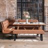 Brisbane 180cm Dining Table & Industrial Corner Bench with Low Bench in Tan