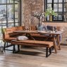 Woods Brisbane 200cm Dining Table & Industrial Corner Bench with Low Bench in Tan