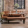 Brisbane 200cm Dining Table & Industrial Corner Bench with Low Bench in Tan