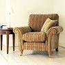 Parker Knoll Burghley Armchair - Baslow Stripe Gold with Baslow Medallion Gold Scatters