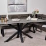 Woods Eastcote Black Dining Table 200cm and Industrial Corner Bench Grey