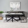 Woods Eastcote White Dining Table 200cm and Industrial Corner Bench Grey