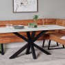 Woods Eastcote White Dining Table 200cm and Industrial Tan Corner Bench