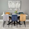 Eastcote White Dining Table with 2x Teal, 2x Gold & 2x Grey Jacob Dining chairs