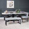 Woods Eastcote White 200cm Dining Table & Paulo Corner Bench + Paulo Low Bench - Grey