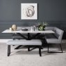 Woods Eastcote White 200cm Dining Table & Paulo Corner Bench + Paulo Low Bench - Grey