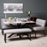 Woods Eastcote White 150cm Dining Table & Paulo Corner Bench (LHF) & Low Bench - Grey