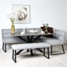 Woods Eastcote Black 150cm Dining Table & Paulo Corner Bench (LHF) & Low Bench - Grey