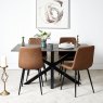 Woods Eastcote Black 150cm Dining Table & 4x Ripley Dining Chairs Tan