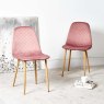 Woods Eastcote White 150cm Dining Table & Archie Wood Effect Leg Dining Chairs Pink/Grey