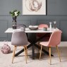 Woods Eastcote White 150cm Dining Table & Archie Wood Effect Leg Dining Chairs Pink/Grey