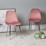 Woods Eastcote White 150cm Dining Table & Archie Chrome Leg Dining Chairs Pink/Grey