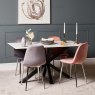 Woods Eastcote White 150cm Dining Table & Archie Chrome Leg Dining Chairs Pink/Grey