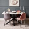 Woods Eastcote White 150cm Dining Table & Archie Chrome Leg Dining Chairs Pink/Grey