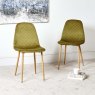 Woods Eastcote White 150cm Dining Table & Archie Wood Effect Leg Dining Chairs Dark/Light Green