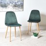 Woods Eastcote White 150cm Dining Table & Archie Wood Effect Leg Dining Chairs Dark/Light Green