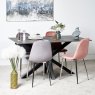 Woods Eastcote Black 150cm Dining Table & Archie Chrome Leg Dining Chairs Pink/Grey