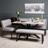 Woods Eastcote White 150cm Dining Table & Paulo Corner Bench (RHF) & Low Bench - Grey