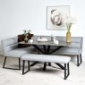 Woods Eastcote Black 150cm Dining Table & Paulo Corner Bench (RHF) & Low Bench - Grey