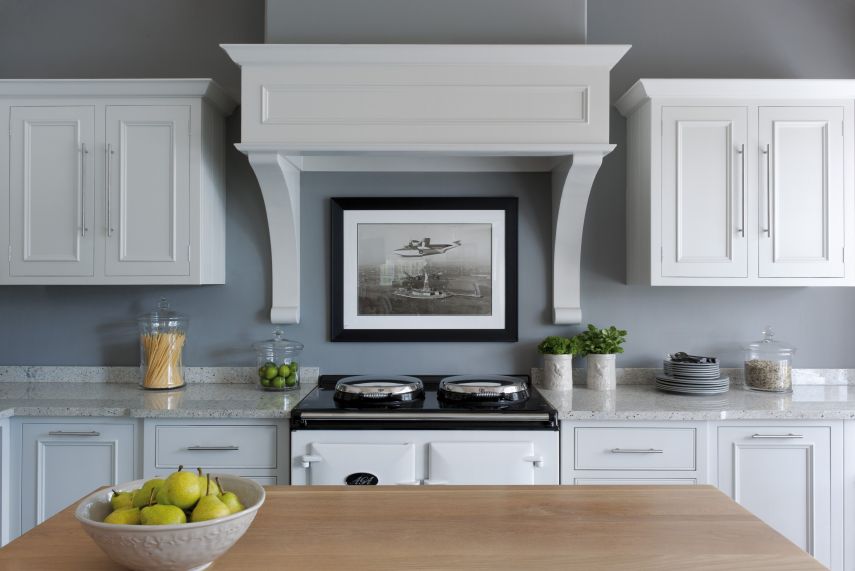 Chichester Kitchen Neptune Chichester Kitchen with island and two chairs